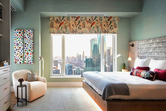 Patterned roman blinds