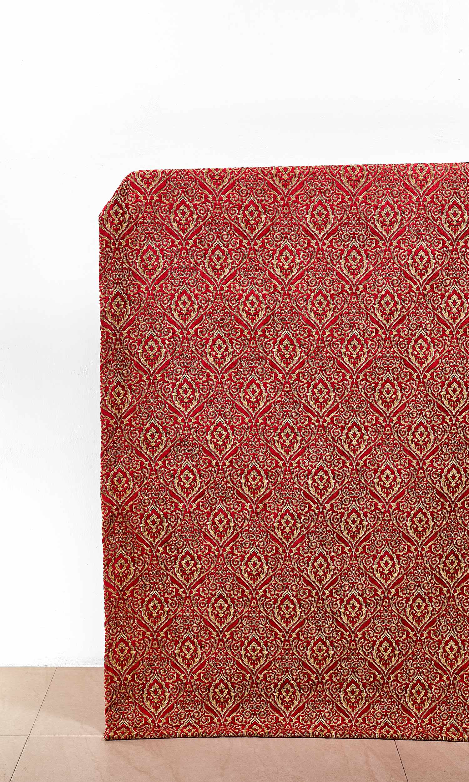 Damask Velvet Home Décor Fabric Sample (Beige/ Brown/ Red)