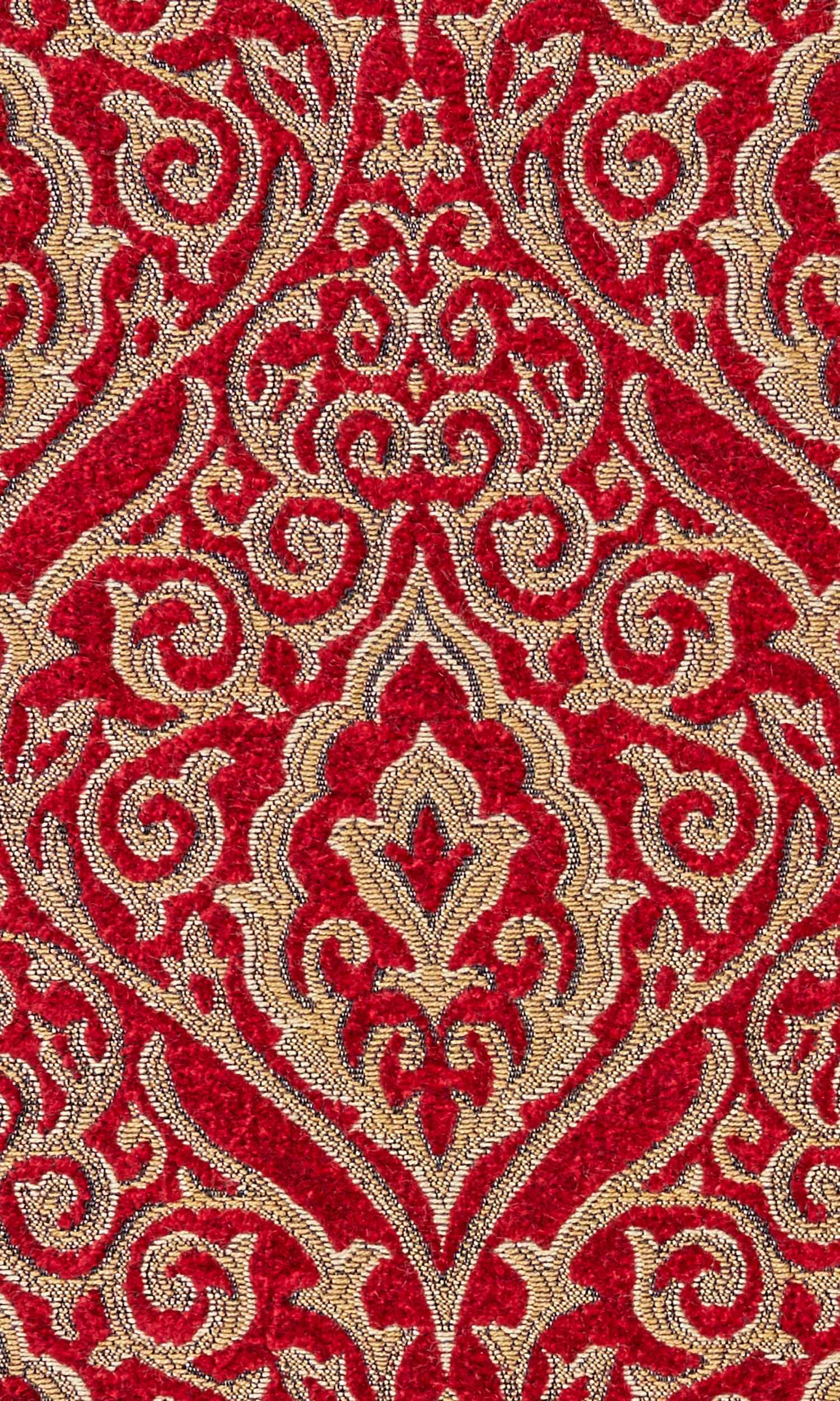 Damask Velvet Home Textile Fabric Material Sample (Beige/ Brown/ Red)