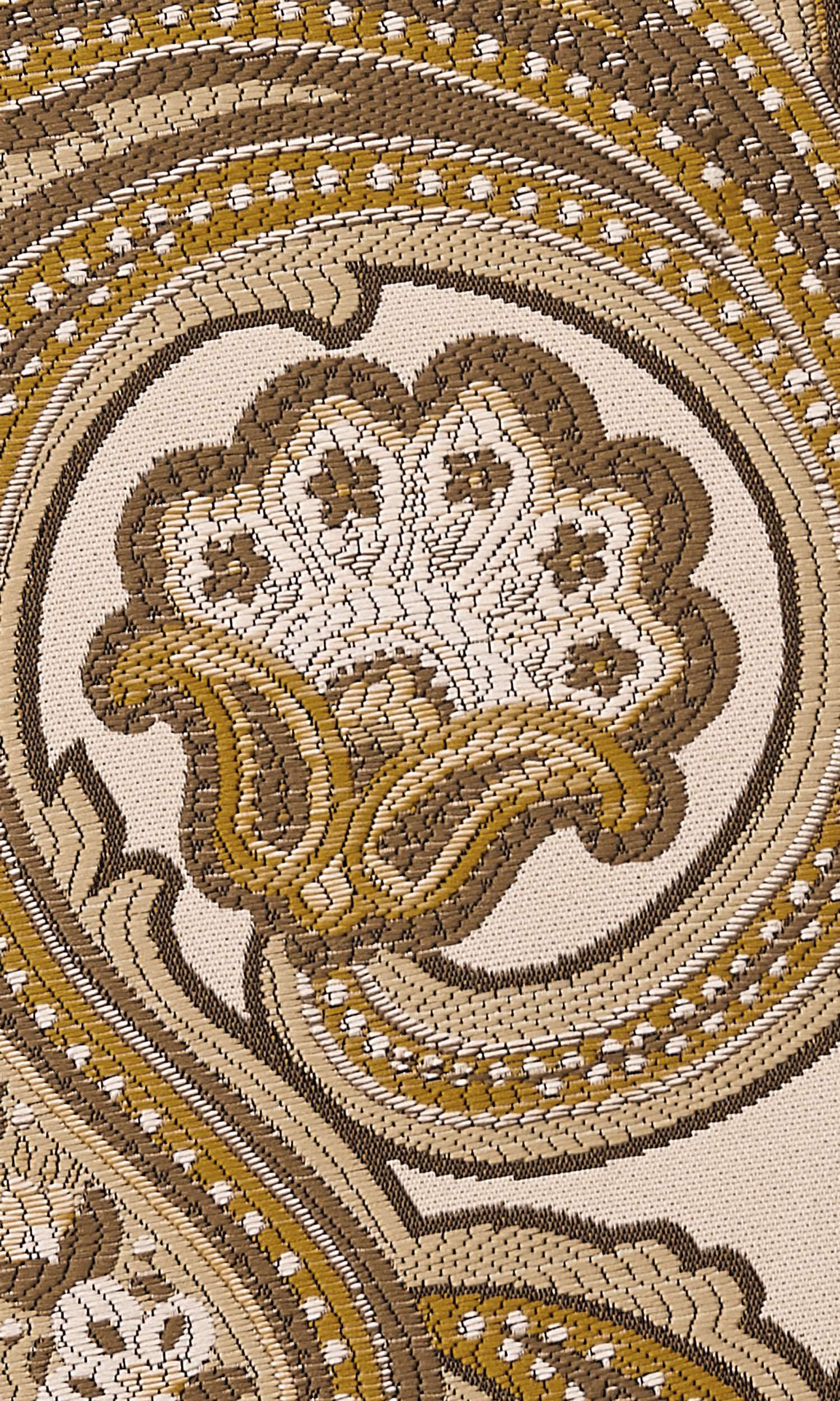 Paisley Home Textile Fabric Material By the Metre (Beige/ Yellow/ Umber)