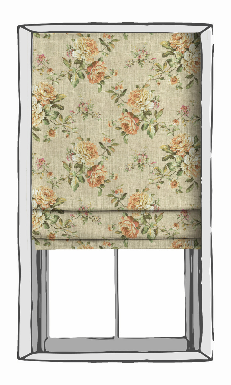 Country Floral Shades (Yellow/ Orange) for Living, Bedroom, Kitchen, Bathroom