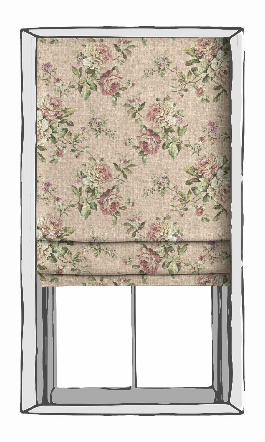 Classic Floral Print Window Treatments Fabric Sample (Pink)
