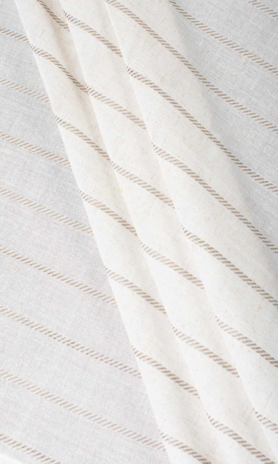 Striped Sheer Fabric Material By the Metre (Cream/ Brown)