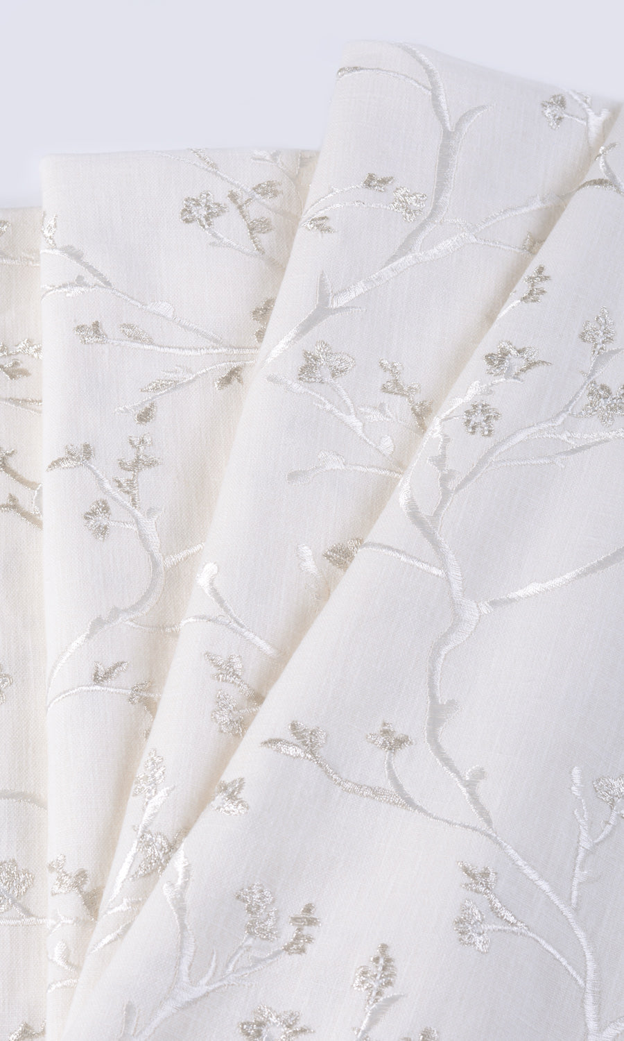 Floral Vine Patterned Flat, Plain, Fake, Faux, European Relaxed Roman Blinds (Pure White/ Gray)