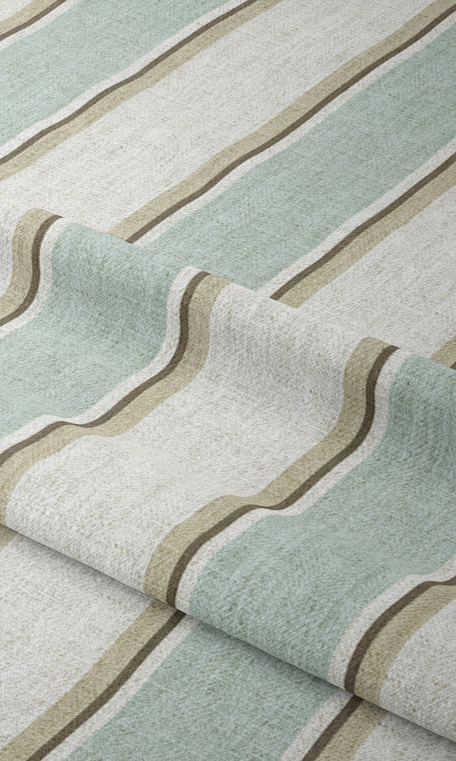 Modern Striped Fabric Material By the Metre (Duck Egg Blue/ White)