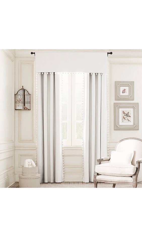 Pole mounted valance with curtains