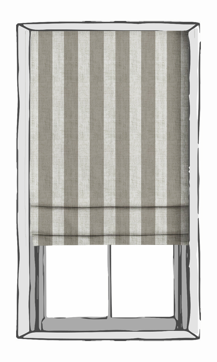Modern Striped Print Roman Blinds (Grey/ White) Extra Long Short Wide
