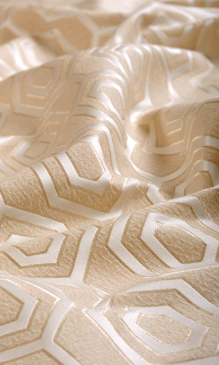 Honeycomb Patterned Fabric By the Metre for Roman Blinds & Shades (Sand Beige/ White)
