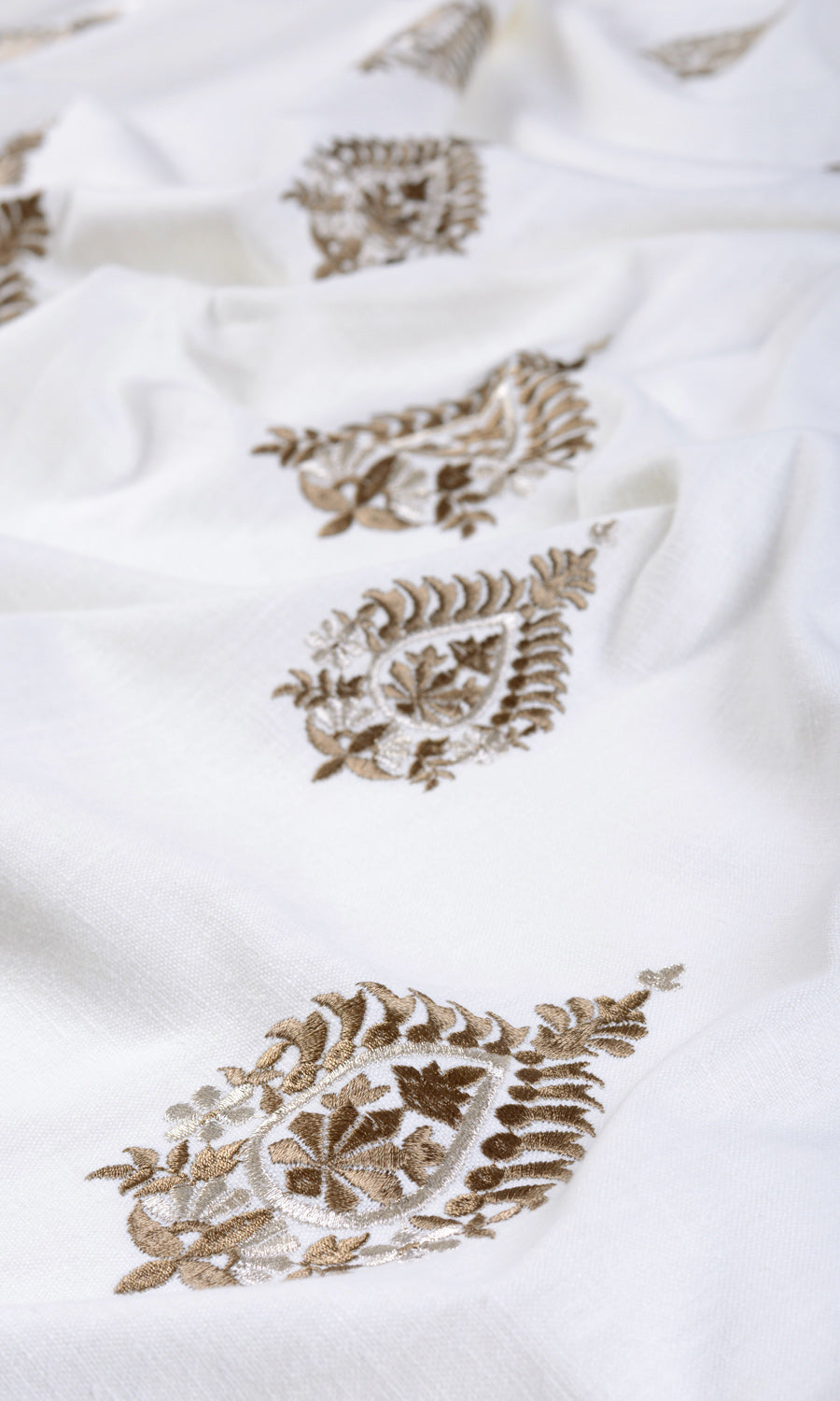 Damask Embroidery Roman Blinds & Window Shades (Off White/ Coffee Brown)