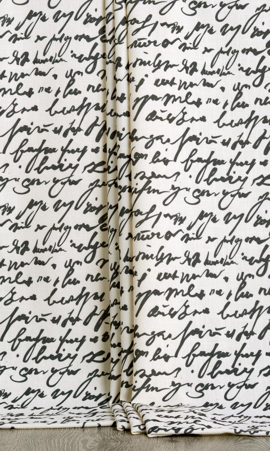 Script Print Window Treatments Fabric By the Metre (Paper White/ Ink Black)