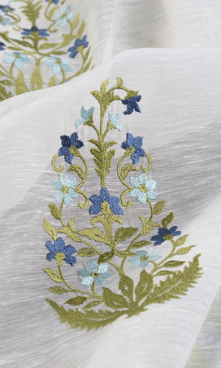 Sheer Floral Paisley Blinds (White/ Green/ Blue) Extra Long Short Wide