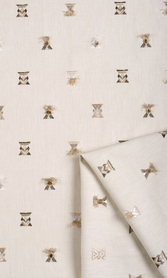 Embroidered Fabric Blinds (Beige/ Brown/ White)