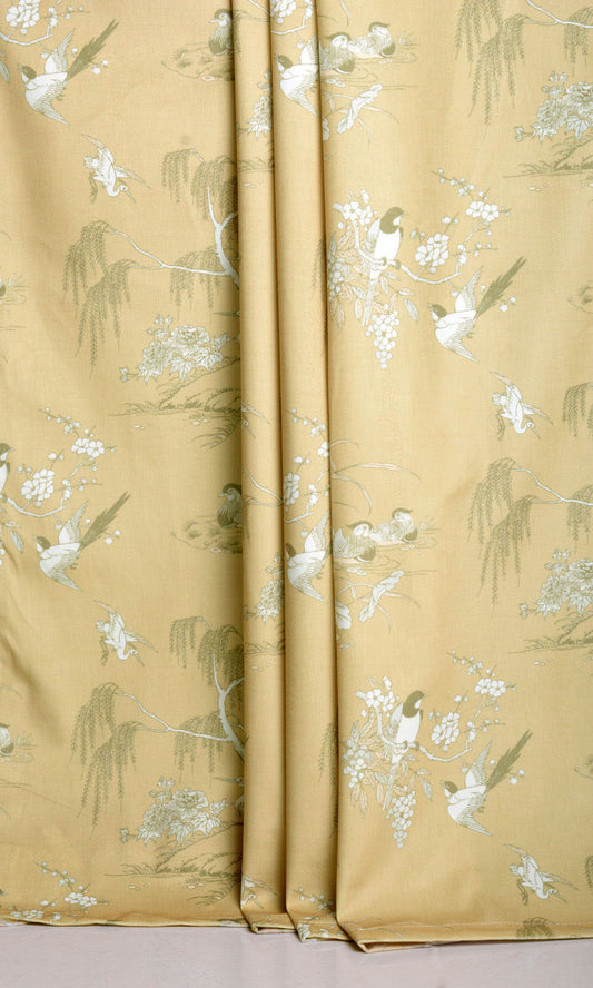 Chinoiserie Toile Velvet Home Décor Fabric Sample (Yellow)