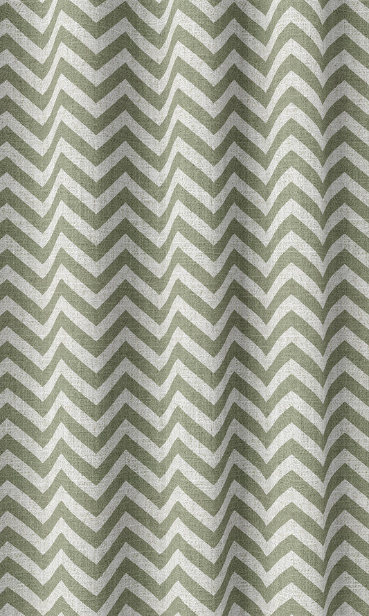 Modern Chevron Print Home Décor Fabric By the Metre (Green/ White)