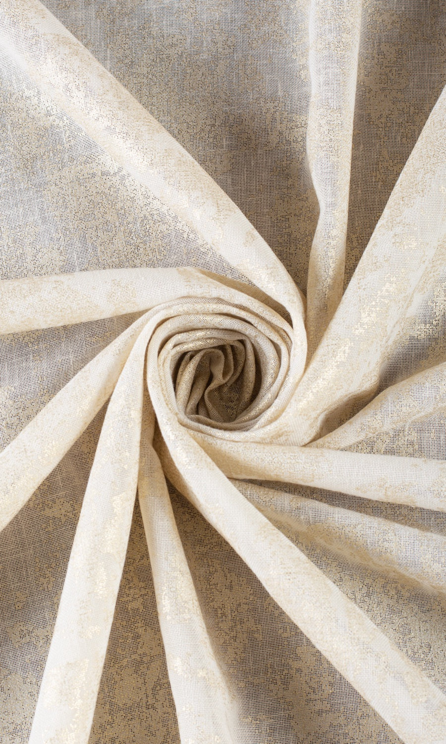 Metallic Print Semi-Sheer Fabric Material By the Metre (Cream/ Gold)