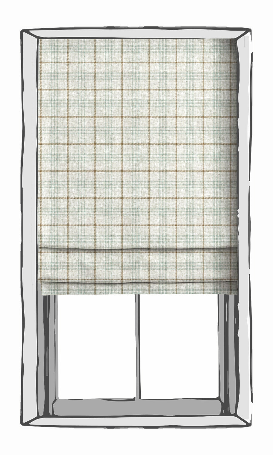 Modern Check Window Treatments Fabric Sample (White/ Blue/ Brown)