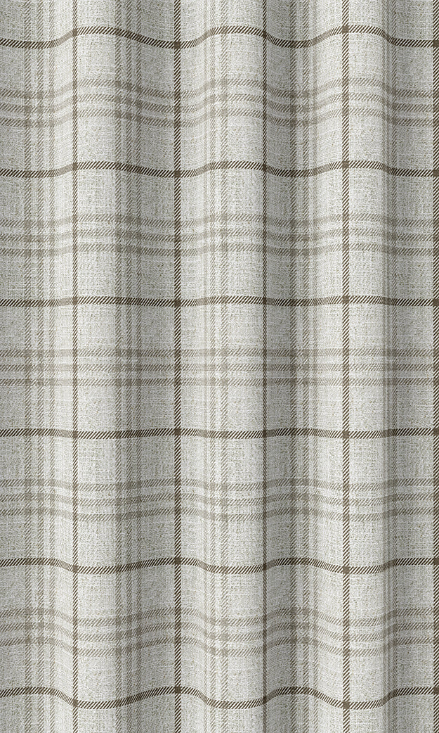 Checkered Home Textile Fabric Material By the Metre (Linen White/ Pale Brown)