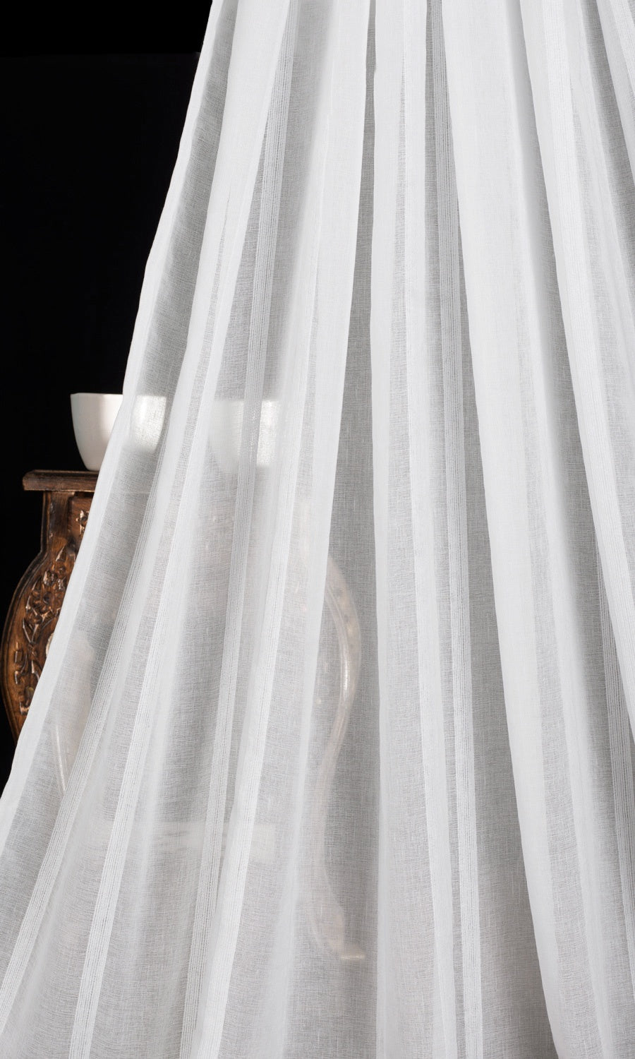 Woven Striped Sheer Home Textile Fabric Material By the Metre (White)