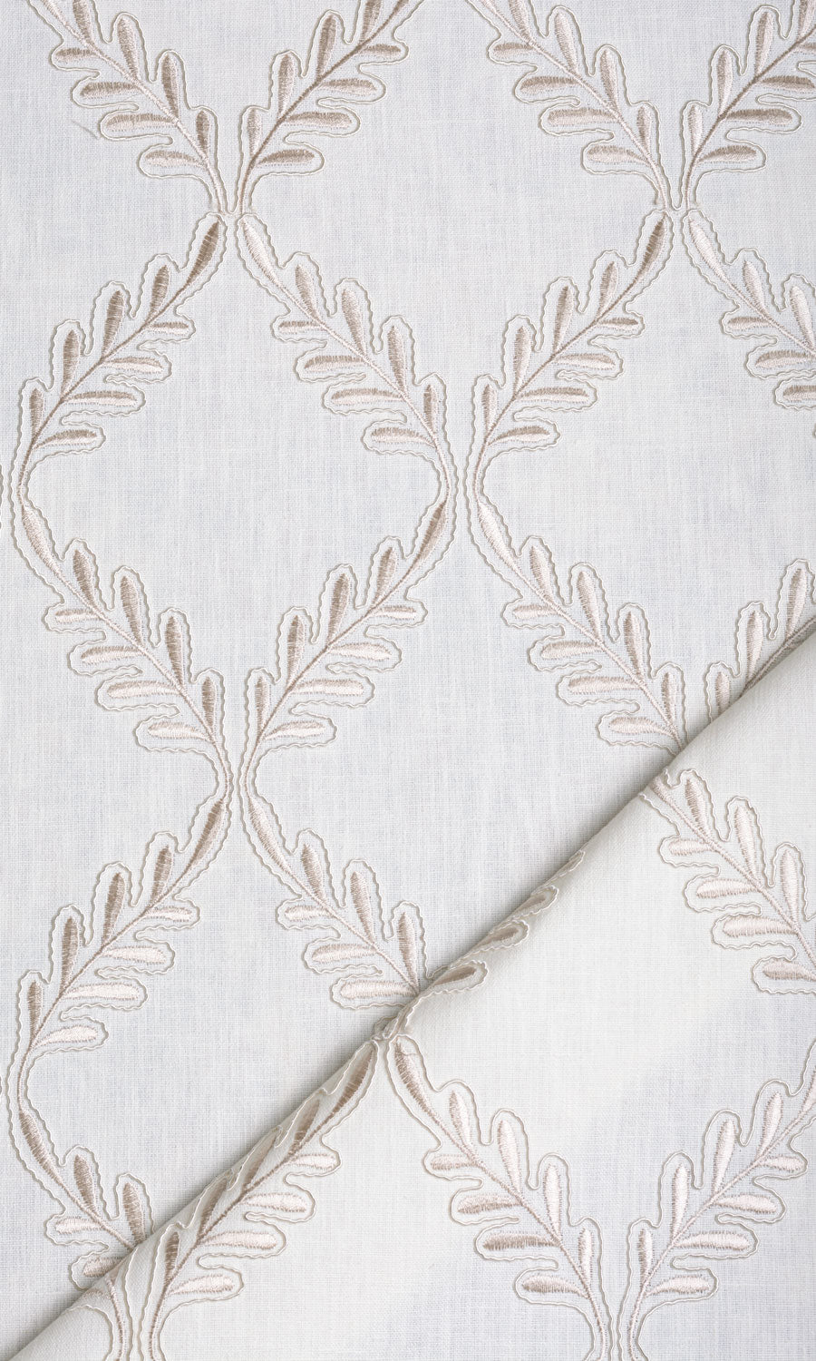 Poly-Linen Embroidered Free Fabric Material Sample (White/ Cream)