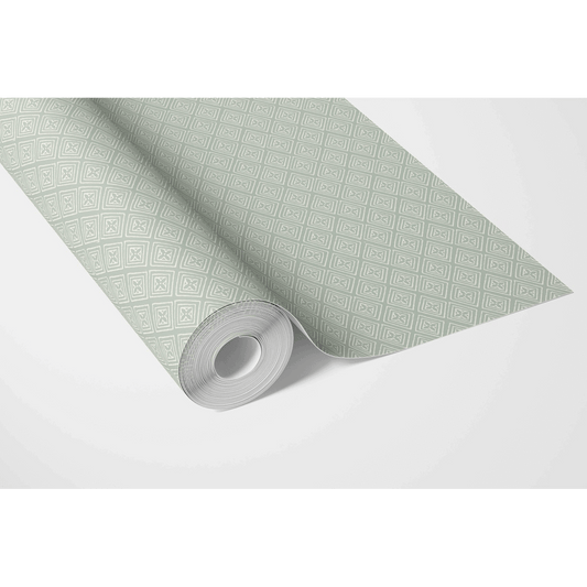 Small Diamond Lattice/ Textured Check Traditional Wallpaper (Green/ White)