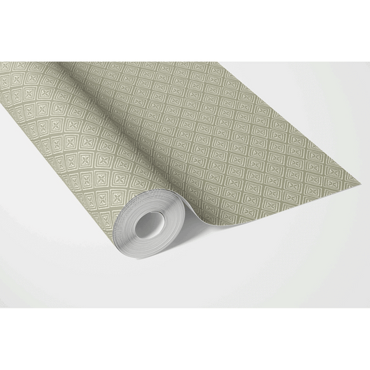 Small Diamond Lattice/ Textured Check Traditional Wallpaper (Olive Green/ White)
