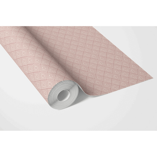 Small Diamond Lattice/ Textured Check Traditional Wallpaper (Pink/ White)