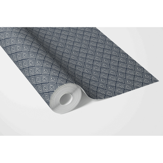 Small Diamond Lattice/ Textured Check Traditional Wallpaper (Midnight Blue/ White)