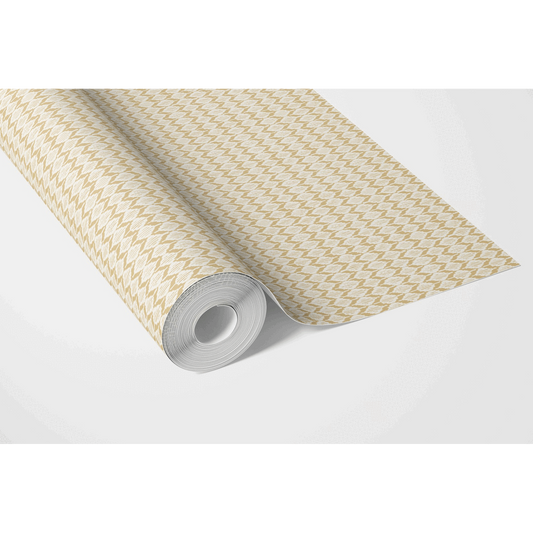 Geometric Ikat Striped Traditional Wallpaper (Yellow/ White)