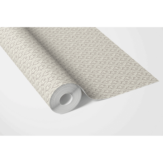 Neutral Geometric Scallops Floral Traditional Wallpaper (Beige/ Greige)