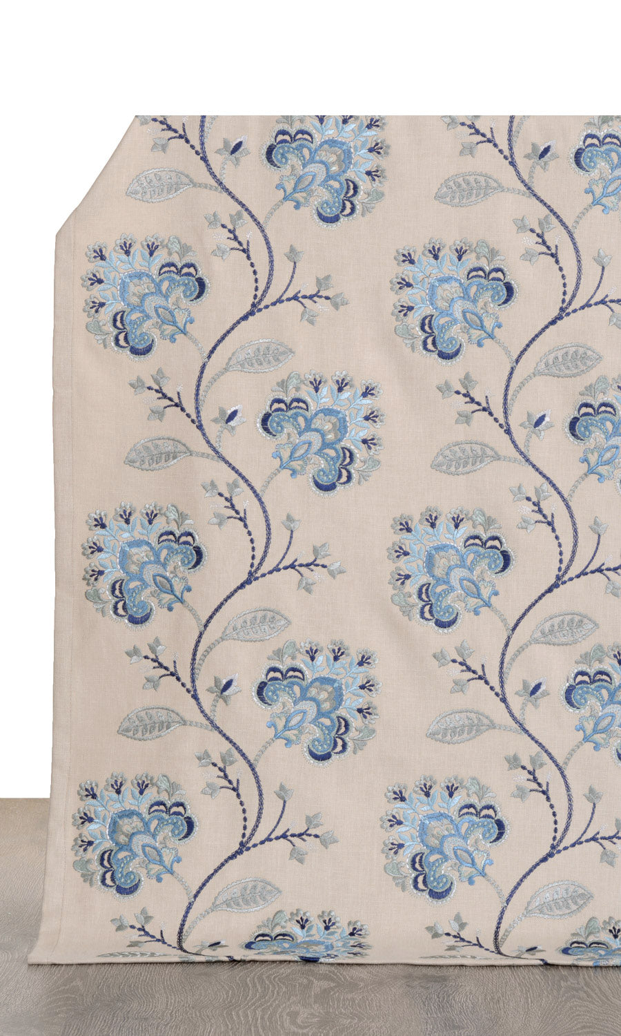 Floral Embroidered Cotton Shades (Beige/ Blue) for Living, Bedroom, Kitchen, Bathroom