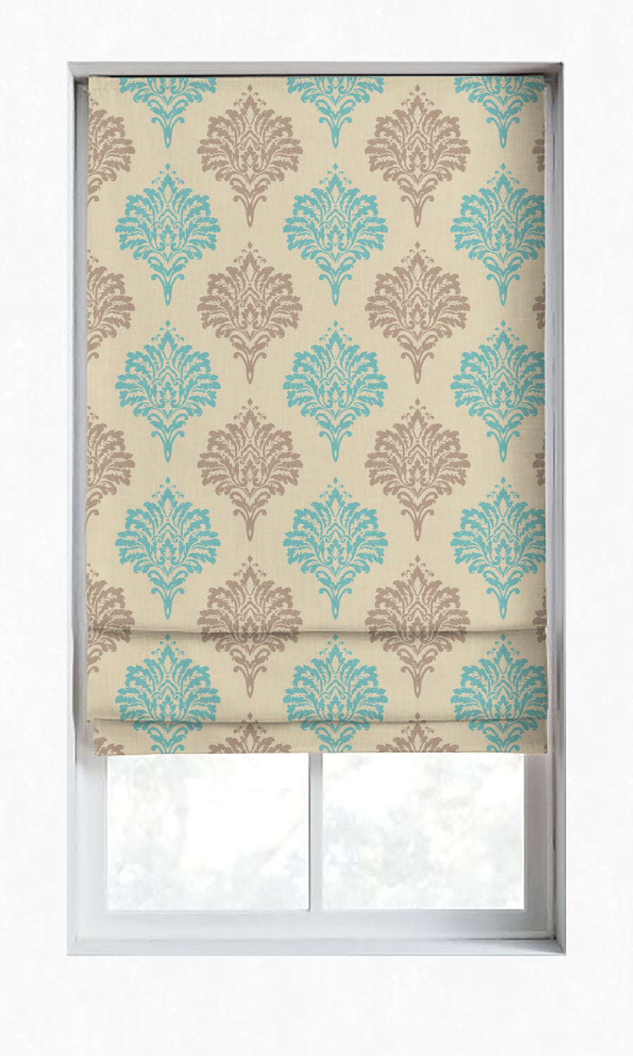Damask Patterned Shades (Blue/ Grey/ White) for Living, Bedroom, Kitchen, Bathroom