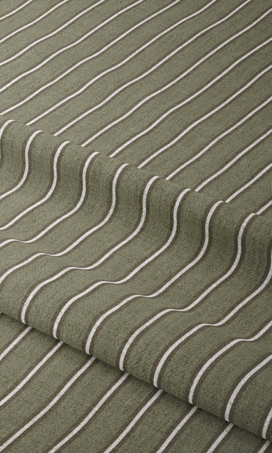 Modern Striped Print Window Treatments Fabric Sample (Olive Green)