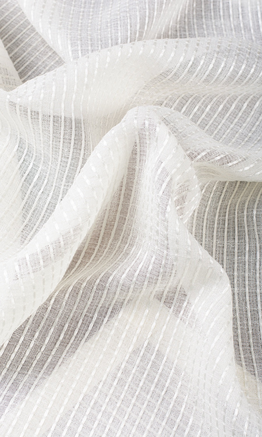 Embroidered Striped Sheer Fabric Sample for Roman Blinds & Shades (Pearl White)