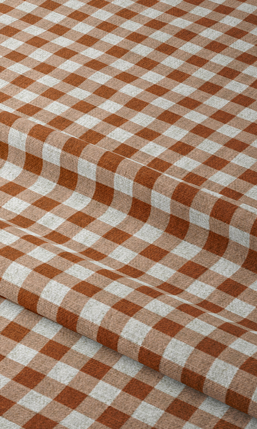 Checked Window Treatments Fabric By the Metre (Burnt Orange/ White)