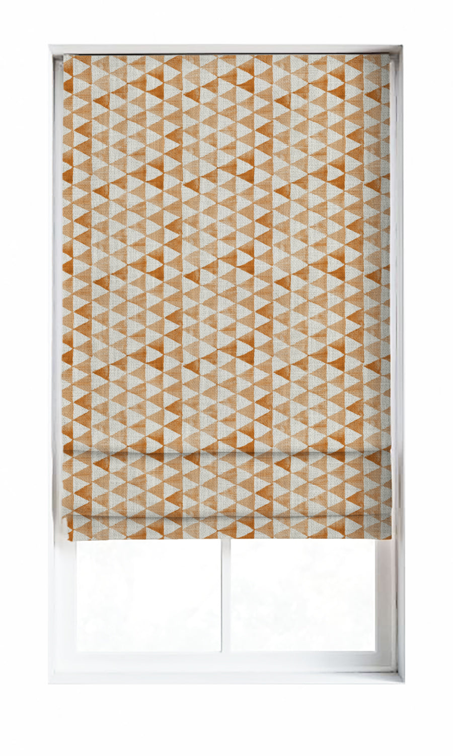 Geo-Print Window Treatments Fabric By the Metre (White/ Burnt Orange)