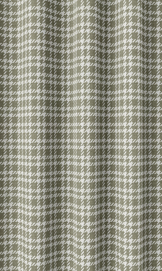 Checkered Home Décor Fabric By the Metre (Olive Green/ White)