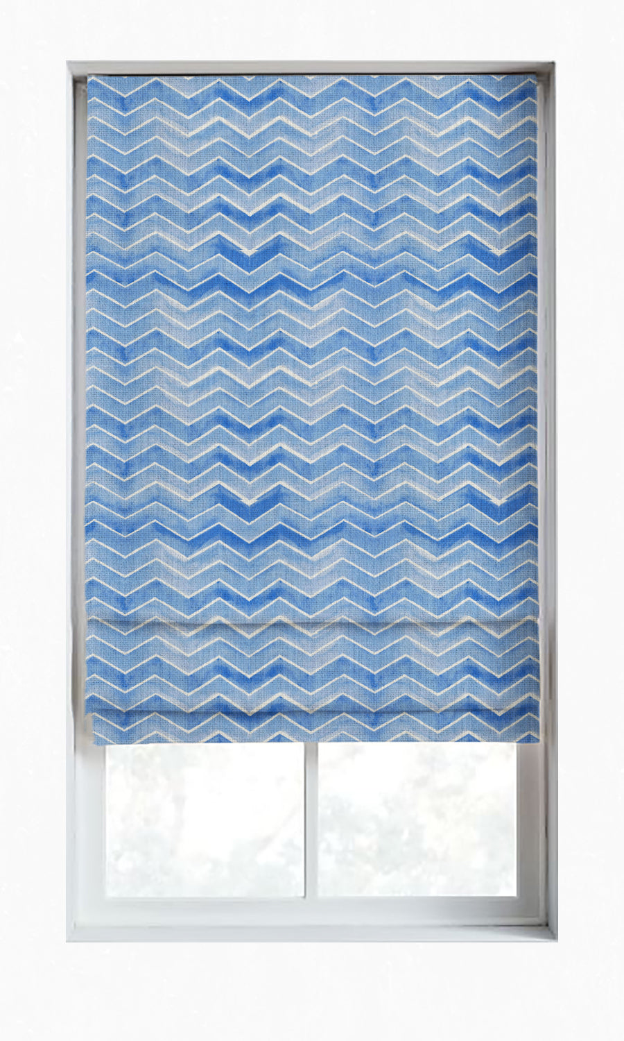 Chevron Print Shades (Eggshell White/ Blue) for Living, Bedroom, Kitchen, Bathroom