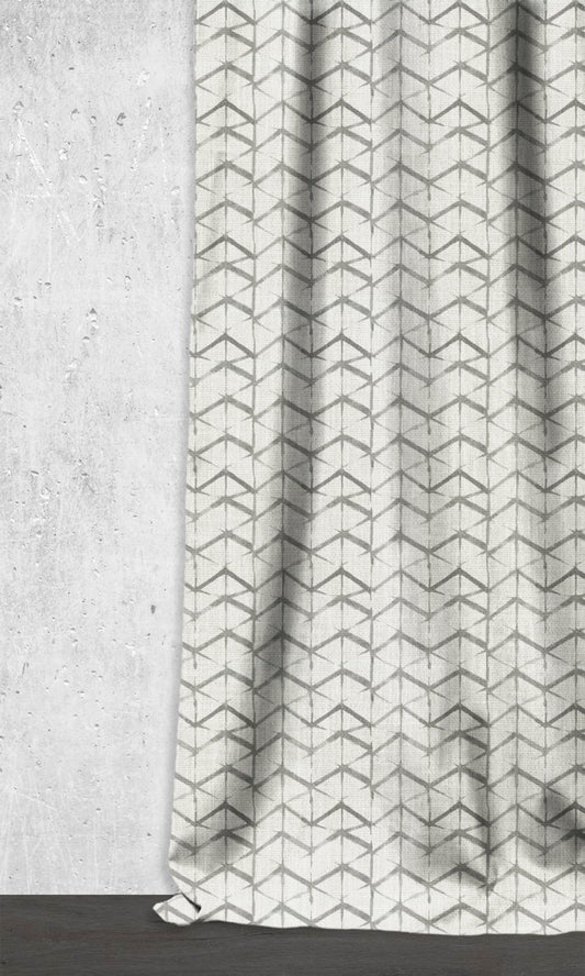 Bow-Arrow Patterned Home Décor Fabric By the Metre (White/ Grey)