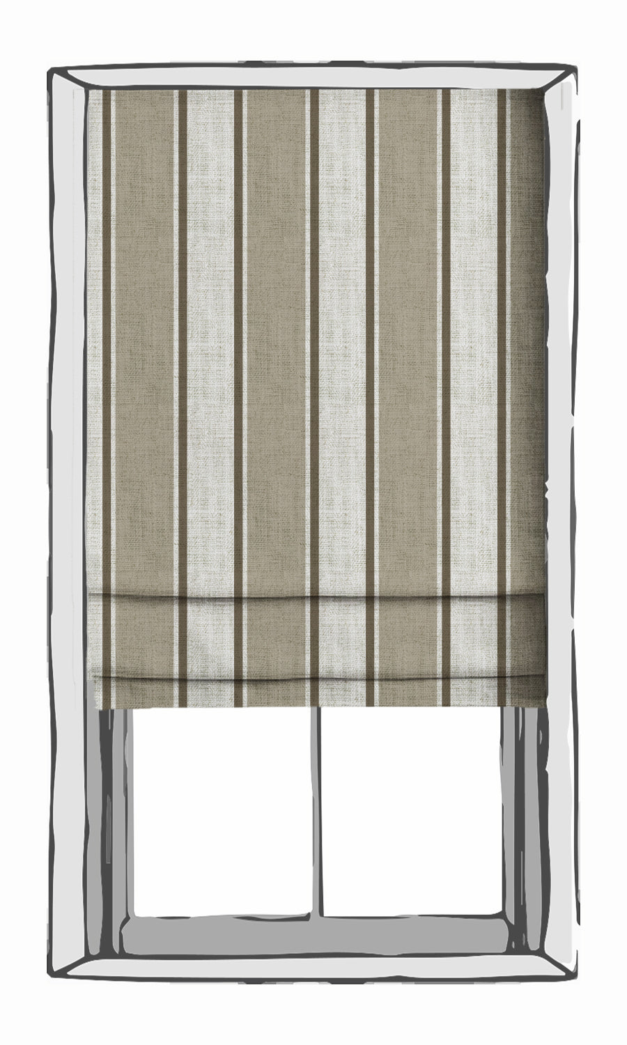 Modern Striped Roman Blinds (Beige/ White) Extra Long Short Wide