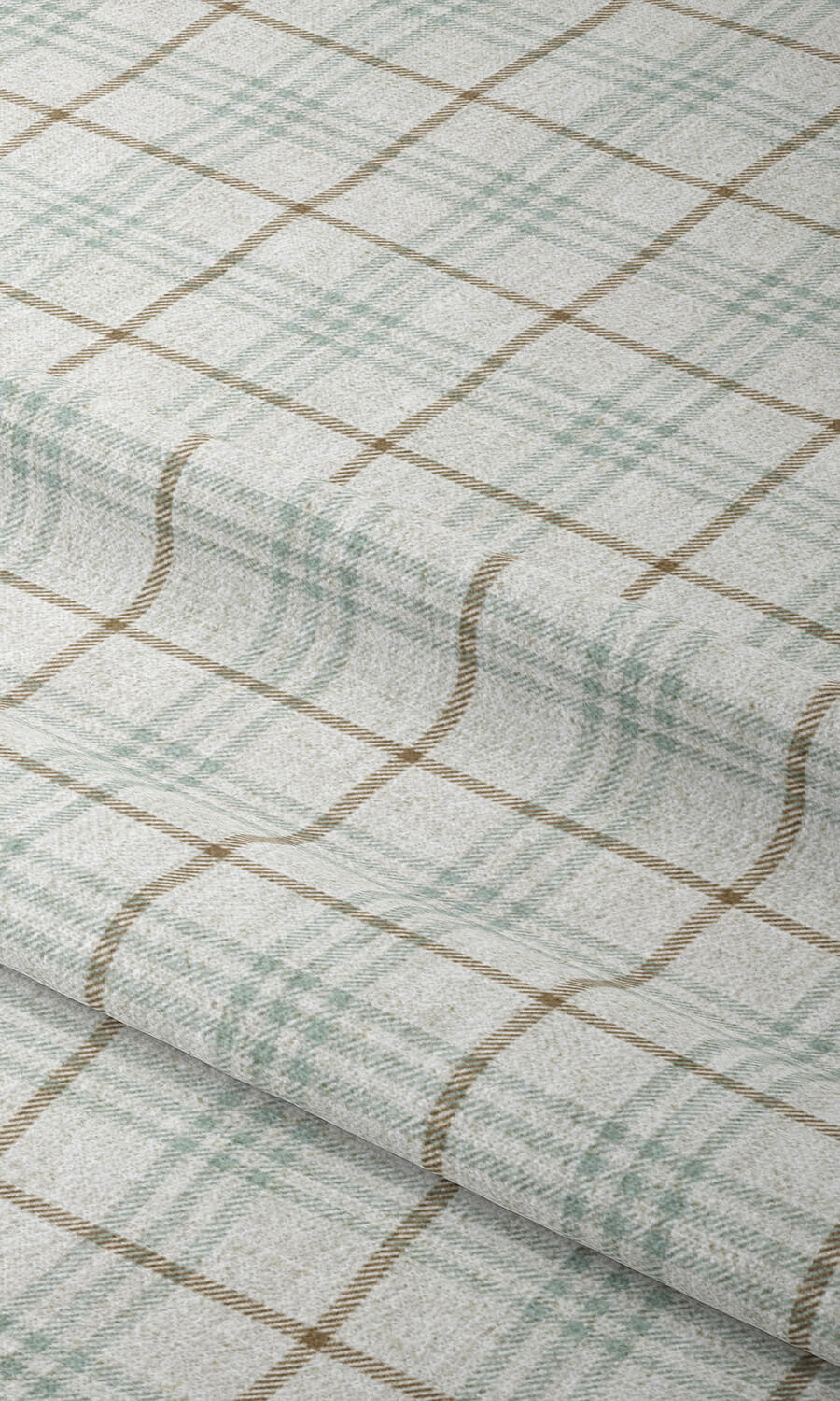 Modern Check Home Décor Fabric By the Metre (White/ Blue/ Brown)