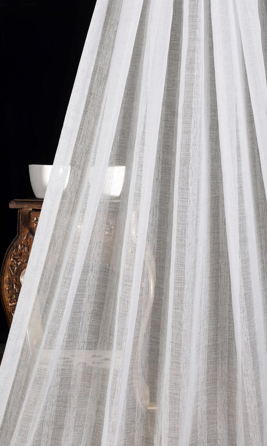 Striped Sheer Home Textile Fabric Material By the Metre (White)