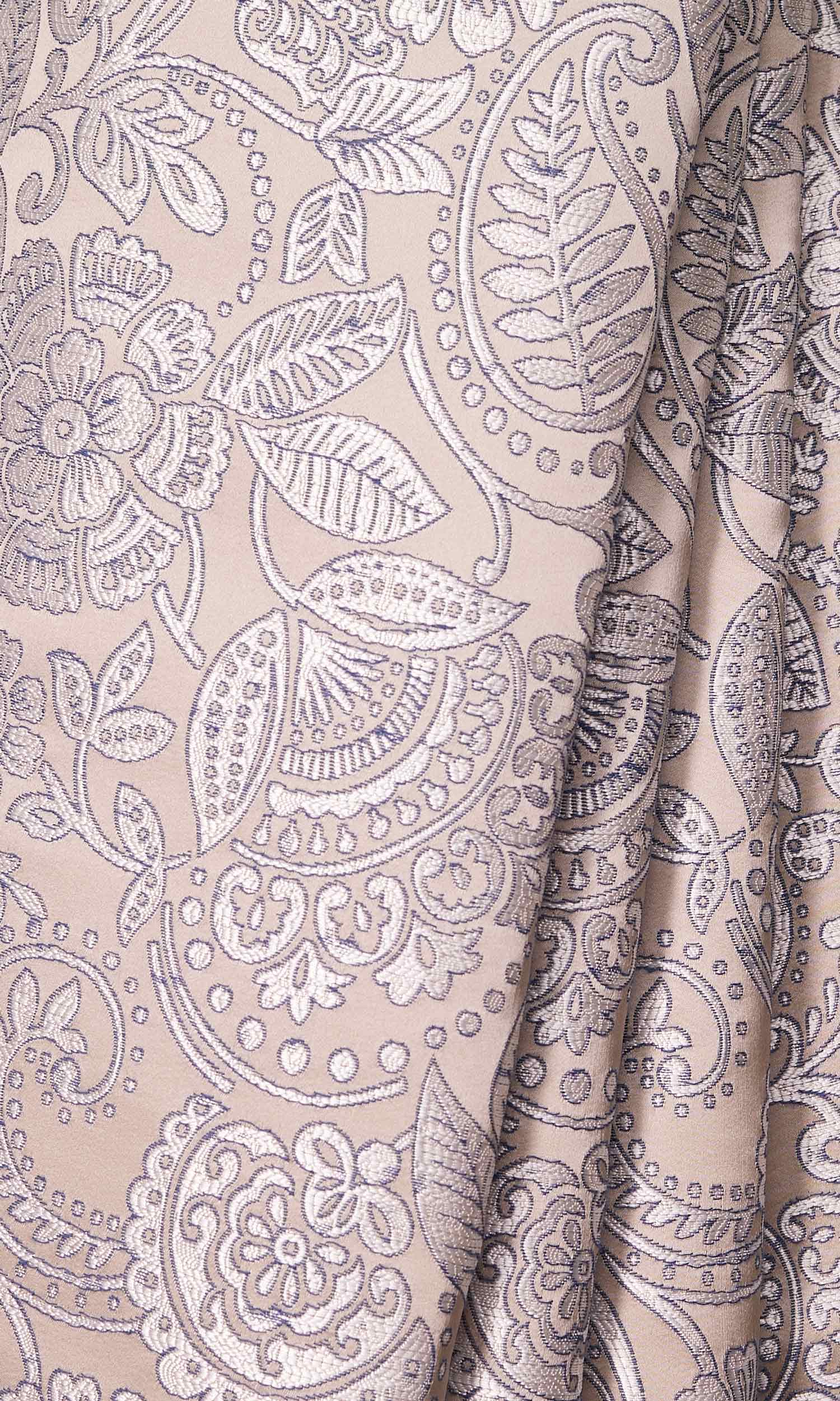 Floral Textured Home Décor Fabric By the Metre (Beige/ Blue)