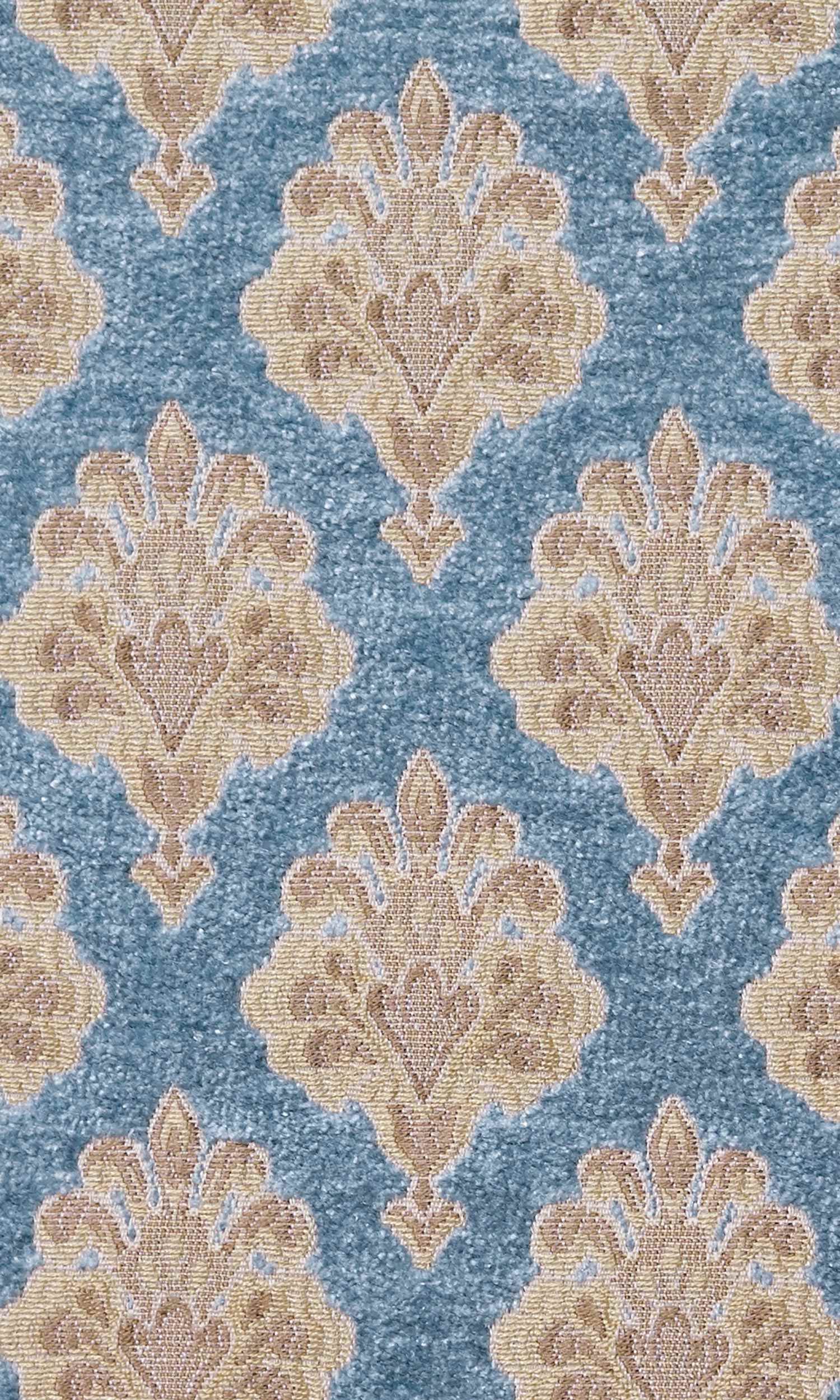 Floral Velvet Home Textile Fabric Material By the Metre (Beige/ Brown/ Blue)