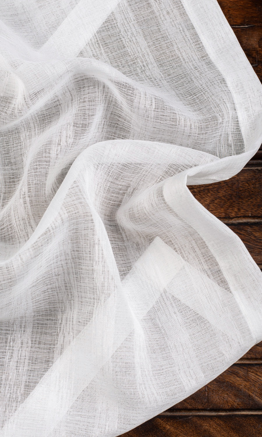 Striped Sheer Fabric Material By the Metre (White)