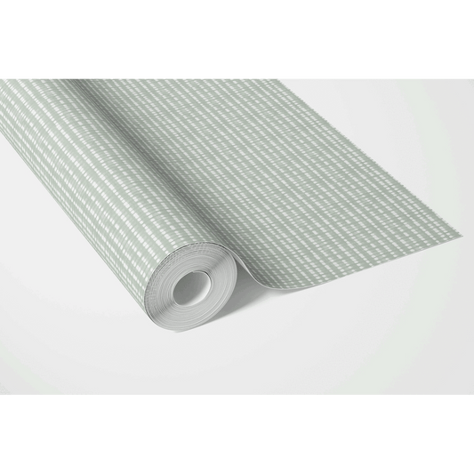 Textured Shibori Effect Striped Traditional Wallpaper (Green/ White)