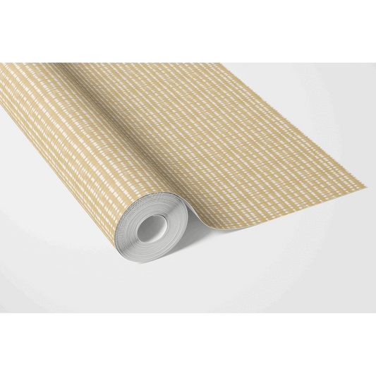 Textured Shibori Effect Striped Traditional Wallpaper (Yellow/ White)