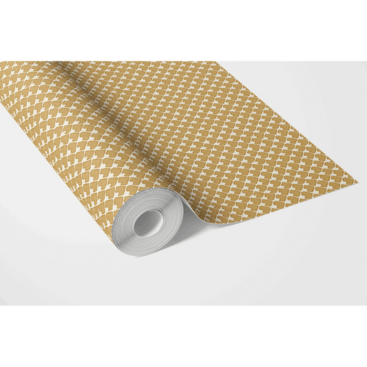 Small-Scale Geometric Print Traditional Wallpaper (Yellow/ White)