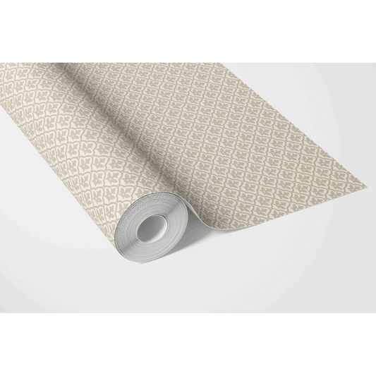 Neutral-Toned Small Floral Lattice Traditional Wallpaper (Beige/ Cream)