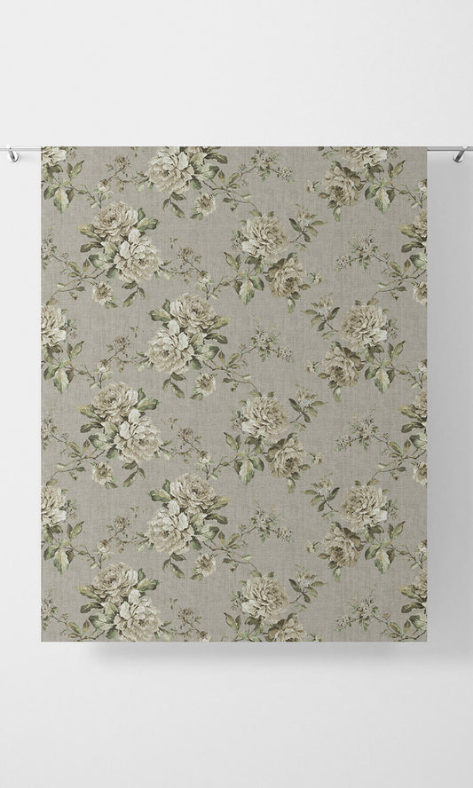 Country Floral Home Décor Fabric By the Metre (Warm Grey)