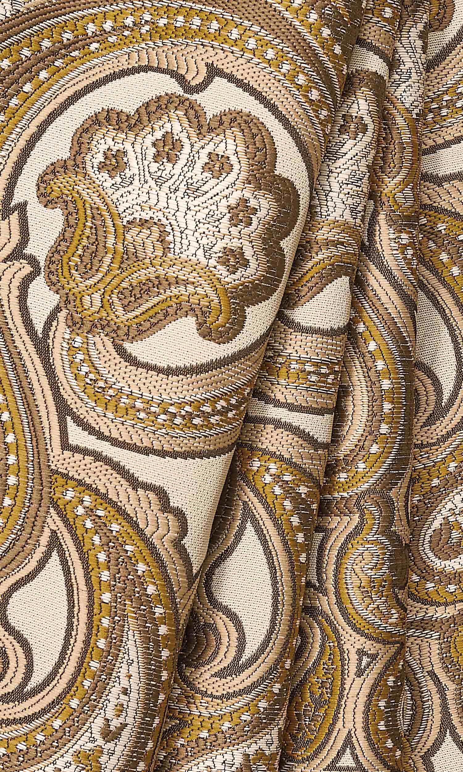 Paisley Window Treatments Fabric By the Metre (Beige/ Yellow/ Umber)